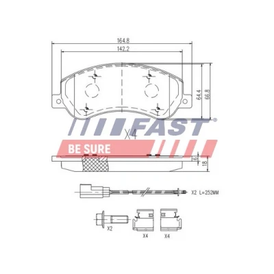 Abbildung von FAST FT29522 Bremsbelagsatz Vorderachse mit integriertem Verschleißsensor FORD: Transit Mk6 Kastenwagen, Bus