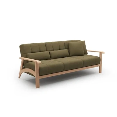 Abbildung von Cavadore 3er Sofa Billan / 3 Sitzer Couch im skandinavischen Design mit massivem Holzgestell in Buche 199 x 88 106 Mehrfarbiger Strukturstoff, Weiß