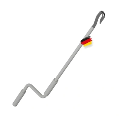 Abbildung von BAUHELD® Markisenkurbel mit Fleischer Haken [Made in Germany] Markisenstange Pulverbeschichtung [120cm] Hochfester Handgriff aus Kunststoff Kompatibel ovalen Markisen Ösen RAL 7035