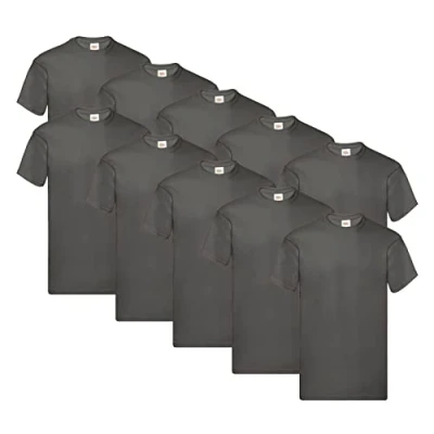 Abbildung von Fruit of the Loom Original T Shirt, Farbe:10x Graphit + 1 HL Kauf Notizblock, Größe:3XL