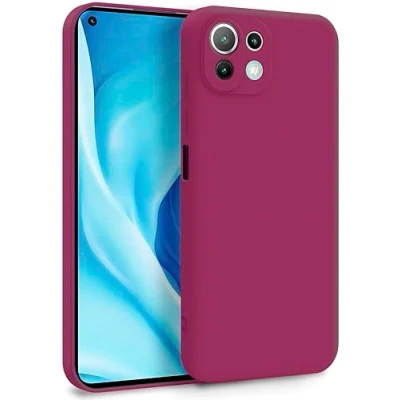 Abbildung von MyGadget Hülle für Xiaomi Mi 11 Lite 5G Zweilagige Handyhülle mit Kameraschutz Cover Innenfutter &amp; Silikon außen Wein Rot