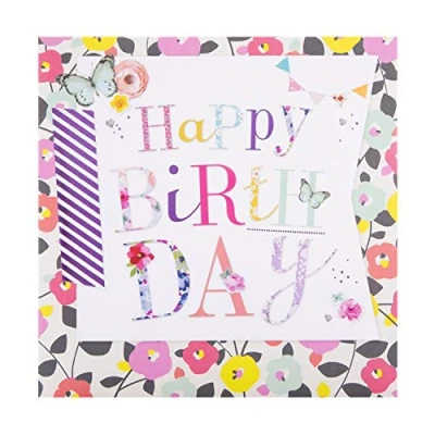 Abbildung von Hallmark Geburtstagskarte, modernes Blumen und Textdesign