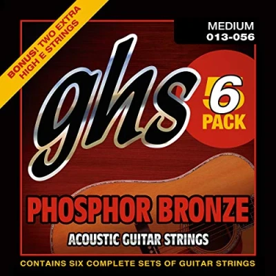 Abbildung von GHS Phosphor Bronze S335 Acoustic Guitar String Set, Medium, .013 .056, 5 Pack