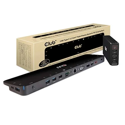 Abbildung von CLUB3D Typ C 3.2 Gen1 Triple Display Dynamic PD Charging Dock 100W Ladegerät CSV 1564W100 Schwarz