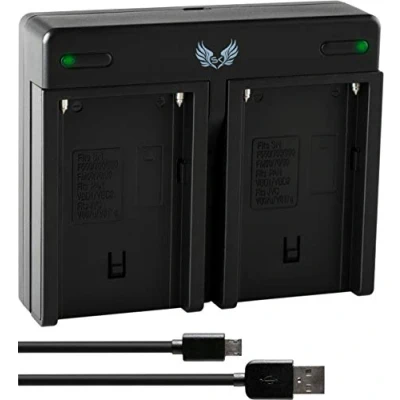 Abbildung von SK Dual Akku Charger Doppel Ladegerät für Sony NP F550 F750 F950 F970 F990 // FM50 FM500H QM71 QM91 und weitere