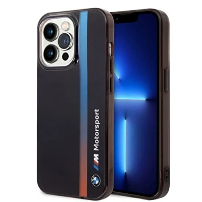 Abbildung von CG MOBILE BMW Handyhülle für iPhone 14 Pro in Schwarz IML Streifen Fading Tricolor, kratzfestes PC/TPU, bequeme und langlebige Hartschale mit zugänglichen Anschlüssen, Stoßdämpfung Signatur Logo