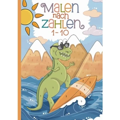 Abbildung von Malen nach Zahlen: Spielerisch Zahlen lernen mit super lustigen Dinos.