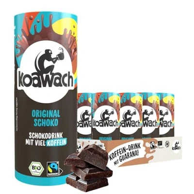 Abbildung von koawach Drink Original Schoko Trinkschokolade Koffein Kakao Getränk Dose Guarana Schokolade weniger Zucker Energy Bio Fairtrade (12 x 235 ml)