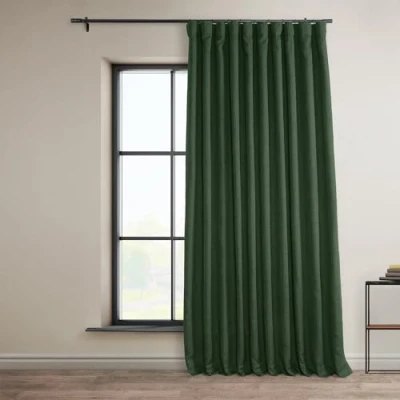Abbildung von HPD Half Price Drapes Verdunkelungsvorhänge aus Kunstleinen, 244 cm lang, extra breit, luxuriöse Leinen Vorhänge für Schlafzimmer und Wohnzimmer (1 Panel), 254 x cm, Schlüsselgrün
