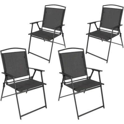 Abbildung von BRUBAKER 4er Set Gartenstuhl Bergamo Hochlehner Campingstuhl wetterfest und platzsparend Balkonstuhl klappbar Klappstuhl für Camping Garten Terrasse Balkon Dunkelgrau