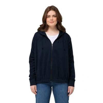 Abbildung von Ulla Popken Sweatjacke, Damen, Größe: 50/52, Navy blue