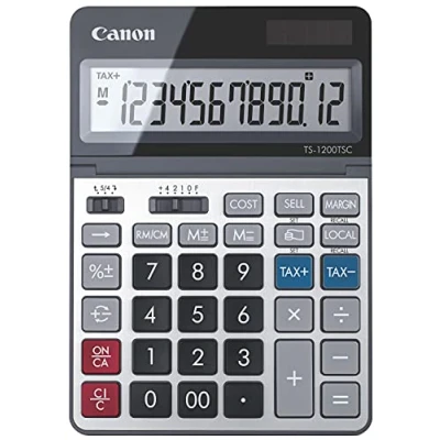 Abbildung von Canon Taschenrechner TS 1200TSC, mit 12 stelligem Display, kippbar