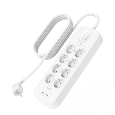 Abbildung von Belkin Surge Protection 8 Outlet 2 Meter Dual USB C 30W PD Weiß