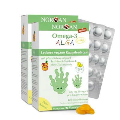 Abbildung von NORSAN Omega 3 vegan Kids JELLY 120 hochdosiert (2x120 Stück) / 220mg pro Kaugeleedrops/veganes mit EPA &amp; DHA/Omega Tutti Frutti Geschmack
