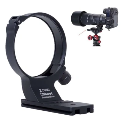 Abbildung von iShoot Stativ Halterungsring für Nikon Nikkor Z 180600 mm F5.66.3 VR, Objektivstützhalterung, unten, Arca Swiss Fit, Schnellwechselplatte Stativkopfklemme und Stabilisator