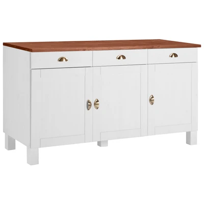 Abbildung von Home affaire Unterschrank &quot;Oslo&quot;, 150 cm breit, 3 Türen, Schubladen, aus massiver Kiefer, Metallgriffe