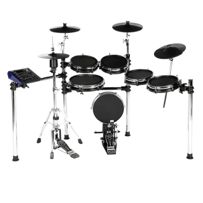 Abbildung von Fame DD ONE XT SP E Drum Set, Elektronisches Schlagzeug Set mit 193 Simon Phillip Sounds, echter HiHat, Meshhead Pads, 12&quot; Snare und Kick Pad, 78 Drumsets, AUX, MIDI Effekten, inkl. Rack, Schwarz