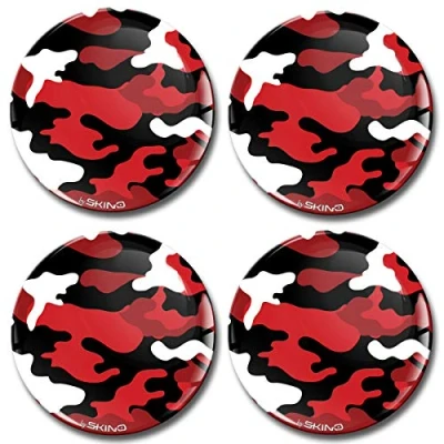Abbildung von Biomar Labs 4 x 60mm Aufkleber 3D Silikon Camouflage Rot Für Radkappen Nabenkappen Radnabendeckel Rad Nabendeckel A 1260 Z*