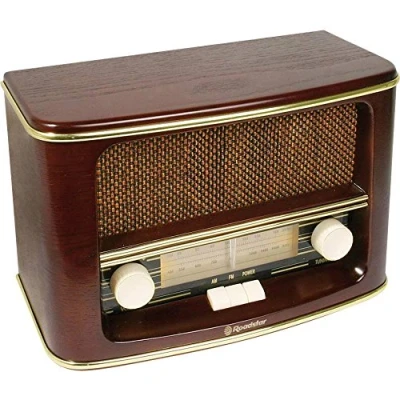 Abbildung von Roadstar HRA 1500N Nostalgie Radio mit Echtholz Gehäuse (UKW und MW Tuner, 12 Watt Musikleistung, Batteriebetrieb), braun
