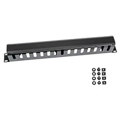 Abbildung von HMF 65451 02 Kabelmanagement mit Abdeckung für Serverschrank 19 Zoll 1 HE Schwarz