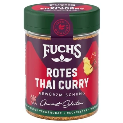 Abbildung von Fuchs Gourmet Selection Asien Rotes Thai Curry Gewürzmischung, nachfüllbarer Gewürz Mix, ideal zum Verfeinern von Fleisch Curries oder vegetarischen Gemüse Varianten, vegan, 60 g