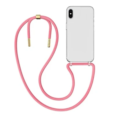 Abbildung von MyGadget Handykette für iPhone XS Max [ Hülle mit Band abnehmbar &amp; verstellbar ] Handyhülle Handyband zum Umhängen Schnur Case Schutzhülle Rosa