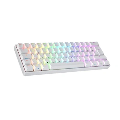 Abbildung von Ranked N60 Nova Mechanische 60 Prozent Tastatur Hotswap Gaming Keyboard 62 Programmierbare Tasten mit RGB Beleuchtung PC/Mac Gamer ISO DE QWERTZ (Weiß, Gateron Brown)