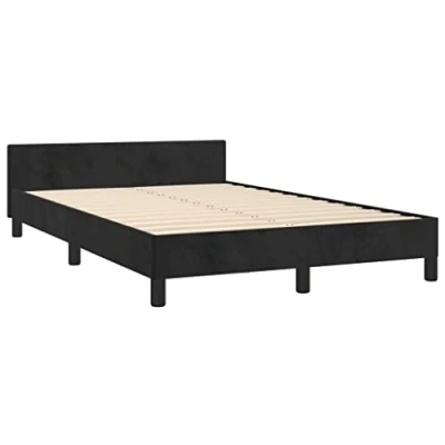 Abbildung von vidaXL Bettgestell, Polsterbett Bett mit Kopfteil, Bettrahmen Lattenrost, Doppelbett für Schlafzimmer, Schlafzimmerbett, Schwarz 120x190cm Samt