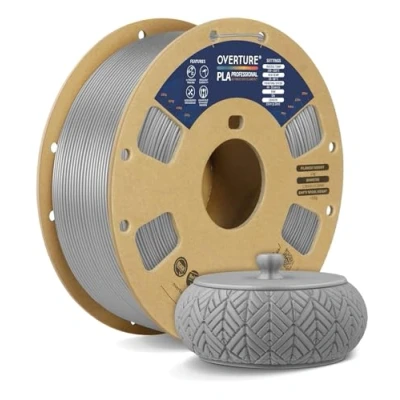 Abbildung von OVERTURE PLA+ Filament PLA plus 1,75 mm, Toughness Enhanced Professionelle Härte, 2kg (4,4 lbs),(Mondsilber)