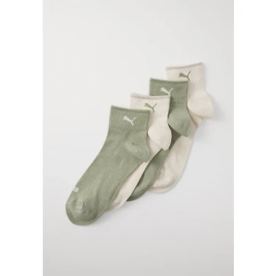 Abbildung von Puma Women Quarter 4 PACK Socken, Damen, Größe: 35 38, Warm white melange/green