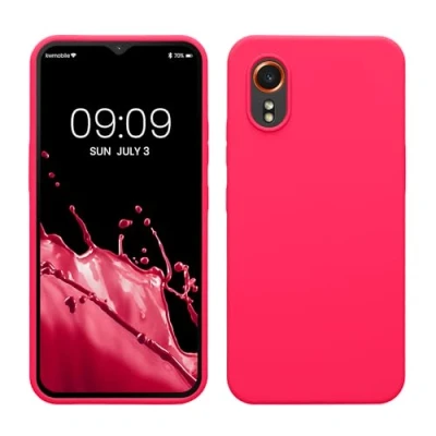 Abbildung von kwmobile Hülle kompatibel mit Samsung Galaxy Xcover7 Silikon Handy Case Handyhülle weiche Oberfläche kabelloses Laden Neon Pink