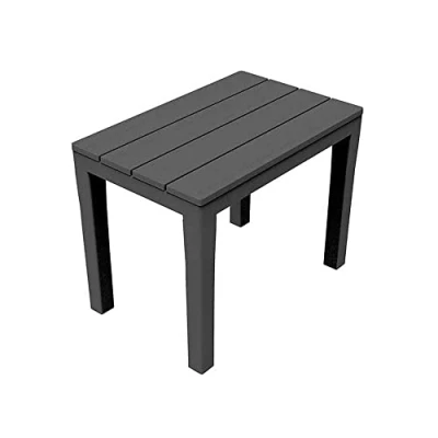 Abbildung von Progarden Beistelltisch Schwarz (1 St., Bank), Gartentisch, Kunststoff, 60x40 cm, Anthrazit, Hocker
