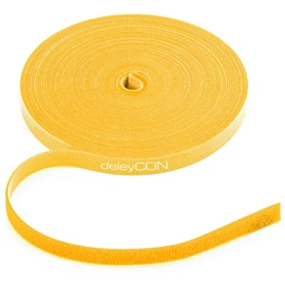 Abbildung von deleyCON 10m Klett Kabelbinder Klettband Klettbandrolle 10mm Breit Kabelmanagement Kabelorganizer Klettkabelbinder Klettverschluss zuschneidbar Gelb