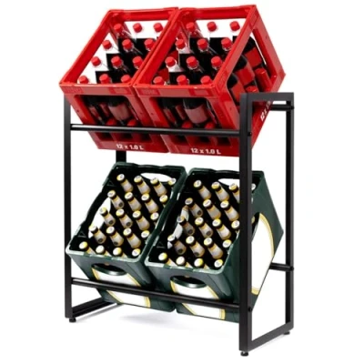 Abbildung von Floordirekt Getränkekistenregal für 4 6 Kisten aus Stahl, stabiles und Robustes Weinregal, Wasserkistenregal, Bierkistenregal, Kistenständer, Getränkeregal (4 Kisten, Kenji)