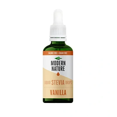 Abbildung von Modern Nature Vanille Stevia Flüssig Flavour Drops Zucker Süßstoff Liquid Aroma Geschmacks Tropfen Zero Sirup Zuckerfrei Ohne Kalorien Alternative Süßungsmittel 100ml