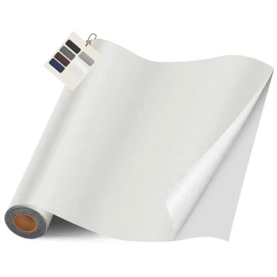 Abbildung von Leder kunstleder selbstklebend, 40 x 400cm Reparatur set, Kit für Möbel, Sofa, Autositze, Taschen, und Renovierung(Glatt Elfenbeinweiß)