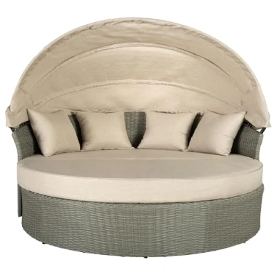 Abbildung von Riess Ambiente Outdoor Sonneninsel Playa Living 165cm Natur Polyrattan Aluminium inklusive Kissen wetterfest