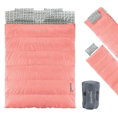 Abbildung von Skandika Deckenschlafsack Iceland Double Doppelschlafsack Outdoor für Erwachsene, 3 Jahreszeiten, 220 x 150 cm, als Einzelschlafsack nutzbar, Camping Schlafsäcke, Schlafsack kompakt
