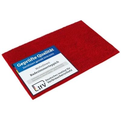 Abbildung von WohnDirect Badematte 50x80cm Rot rutschfest &amp; Waschbar Badezimmerteppich zum Set kombinierbar, Badvorleger, WC Garnitur, Badteppich
