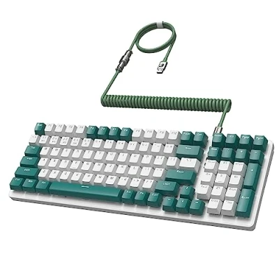 Abbildung von MAMBASANKE K6 Pro 96% 3 Modi Mechanische Gaming Tastatur Hot Swap 4000 mAh 2,4 GHz/Bluetooth 5.0/kabelgebundene mit spiralförmigem USB Kabel Typ C 9 RGB Linear Red Switchr Grün