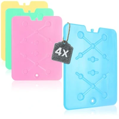 Abbildung von com four® 4X Extra Flacher Kühlakku platzsparend und ideal für Kühlbox Kühltasche Großes Kühlelement EIS Akku (04 Stück groß)