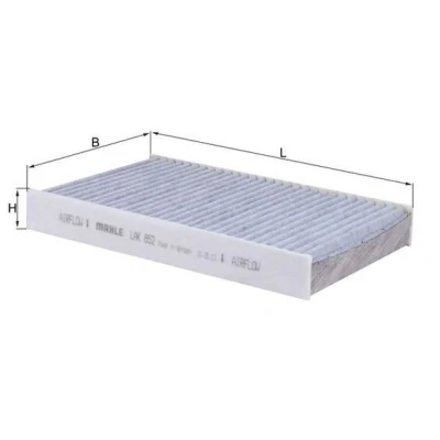 Abbildung von MAHLE ORIGINAL LAK 852 Innenraumfilter Aktivkohlefilter 238,0 152 30,0 NISSAN: Pulsar Schrägheck, Juke, RENAULT: Fluence, Megane 3 Schrägheck