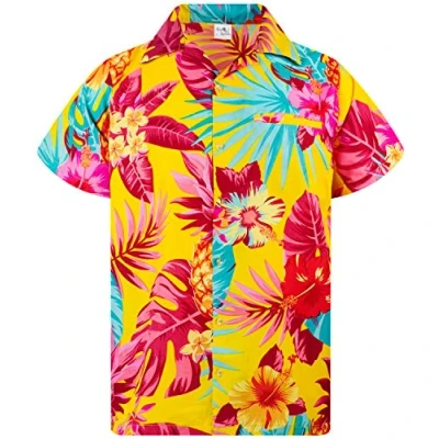 Abbildung von King Kameha Funky Hawaii Hemd, Herren, Kurzarm, Pineapple, Gelb, L
