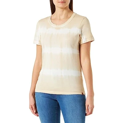 Abbildung von camel active Kurzarm MIT Batikstreifen Tshirt print, Damen, Größe: Small, Biscuit
