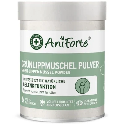 Abbildung von AniForte Grünlippmuschelpulver für Hunde &amp; Katzen 100g VERGLEICHSSIEGER 2023 Gelenkpulver in Vollfettqualität, unterstützt Gelenke Agilität, Grünlippmuschel Pulver mit hoher Akzeptanz