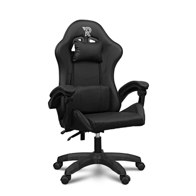Abbildung von Ranqer Apollo Gaming Stuhl, Bürostuhl PC Gamer Stuhl mit Kopfstütze, Lendenkissen und Armlehnen, verstellbare Rückenlehne 90 135, Sessel, Schwarz