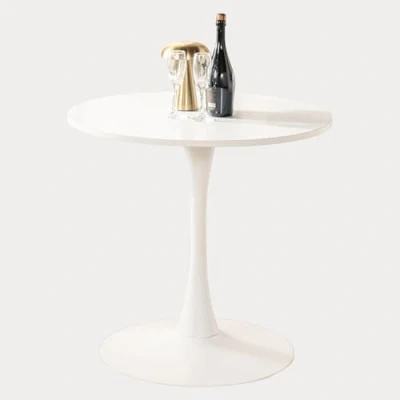 Abbildung von MEUBLE COSY Scandinave Esstisch Rund Küchentisch Esszimmertisch für 2 4 Personen Tisch Stahlgestell, Metall, Weiß, 80x80x73cm