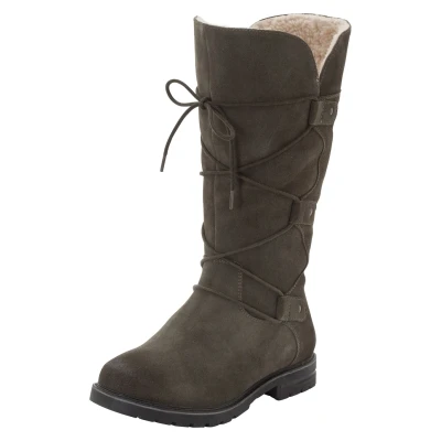 Abbildung von Sheego Weitschaftstiefel &quot;Große Größen&quot;, aus Veloursleder, mit Schnürung