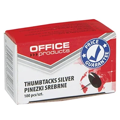 Abbildung von OFFICE PRODUCTS 18195013 19 Metallene Reißnägel Rund / 100 Stück/Silbern Stück in der Packung/für Büro oder DIY/Reißzwecken