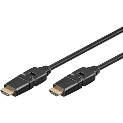 Abbildung von goobay 61286 High Speed HDMI 360 Kabel mit Ethernet/HDMI Stecker Typ A/Drehbare Stecker/Bildschirmauflösung bis 4K@60Hz (Ultra HD 2160p) / Vergoldete 2 Meter